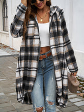 Load image into Gallery viewer, Devine Plaid Zip Up Hooded Coat