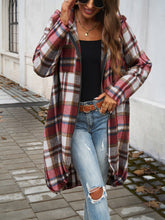 Load image into Gallery viewer, Devine Plaid Zip Up Hooded Coat