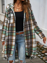 Load image into Gallery viewer, Devine Plaid Zip Up Hooded Coat