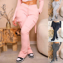 Load image into Gallery viewer, Cargo Pants With Pockets High Waist Drawstring Wide Leg Straight Trousers For Women Overalls