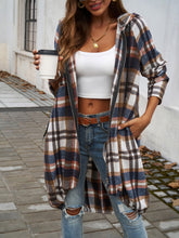 Load image into Gallery viewer, Devine Plaid Zip Up Hooded Coat