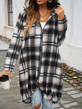 Load image into Gallery viewer, Devine Plaid Zip Up Hooded Coat