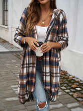 Load image into Gallery viewer, Devine Plaid Zip Up Hooded Coat