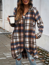 Load image into Gallery viewer, Devine Plaid Zip Up Hooded Coat