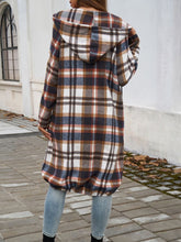 Load image into Gallery viewer, Devine Plaid Zip Up Hooded Coat