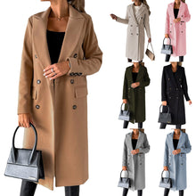 Load image into Gallery viewer, Double Breasted Lapel Coat Winter Fashion Solid Slim Long Jacket Long Sleeve Tops Womens Clothing