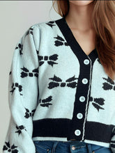 Load image into Gallery viewer, Bow V-Neck Button Down Long Sleeve Cardigan
