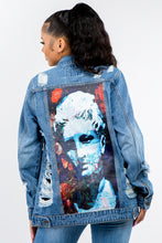 Load image into Gallery viewer, American Bazi Full Size Button Up Distressed Denim Jacket
