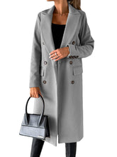 Load image into Gallery viewer, Double Breasted Lapel Coat Winter Fashion Solid Slim Long Jacket Long Sleeve Tops Womens Clothing
