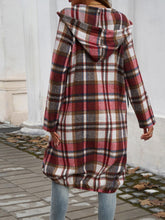 Load image into Gallery viewer, Devine Plaid Zip Up Hooded Coat
