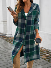 Load image into Gallery viewer, Devine Plaid Long Sleeve Hooded Coat
