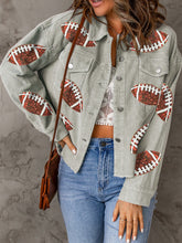 Load image into Gallery viewer, Football Sequin Button Up Dropped Shoulder Jacket
