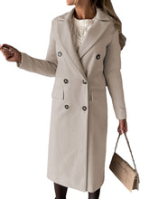 Load image into Gallery viewer, Double Breasted Lapel Coat Winter Fashion Solid Slim Long Jacket Long Sleeve Tops Womens Clothing
