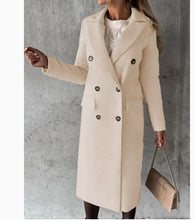Load image into Gallery viewer, Double Breasted Lapel Coat Winter Fashion Solid Slim Long Jacket Long Sleeve Tops Womens Clothing
