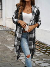 Load image into Gallery viewer, Devine Plaid Long Sleeve Hooded Coat
