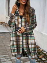 Load image into Gallery viewer, Devine Plaid Zip Up Hooded Coat
