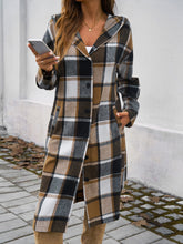 Load image into Gallery viewer, Devine Plaid Long Sleeve Hooded Coat
