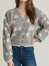 Load image into Gallery viewer, Bow V-Neck Button Down Long Sleeve Cardigan
