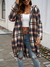 Load image into Gallery viewer, Devine Plaid Zip Up Hooded Coat
