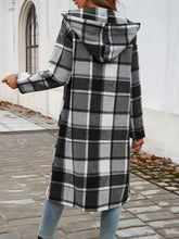 Load image into Gallery viewer, Devine Plaid Long Sleeve Hooded Coat
