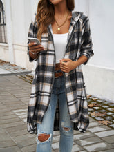 Load image into Gallery viewer, Devine Plaid Zip Up Hooded Coat
