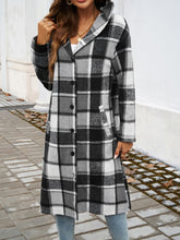 Load image into Gallery viewer, Devine Plaid Long Sleeve Hooded Coat
