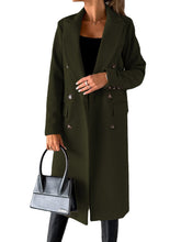 Load image into Gallery viewer, Double Breasted Lapel Coat Winter Fashion Solid Slim Long Jacket Long Sleeve Tops Womens Clothing
