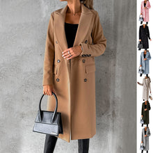 Load image into Gallery viewer, Double Breasted Lapel Coat Winter Fashion Solid Slim Long Jacket Long Sleeve Tops Womens Clothing
