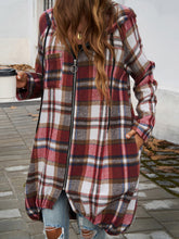 Load image into Gallery viewer, Devine Plaid Zip Up Hooded Coat
