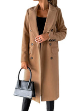 Load image into Gallery viewer, Double Breasted Lapel Coat Winter Fashion Solid Slim Long Jacket Long Sleeve Tops Womens Clothing
